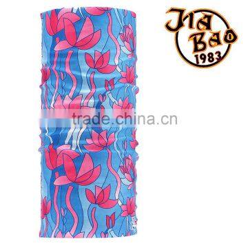 Light bule pink flower multi functional seamless 100%polyester printing bandana on sale 2016