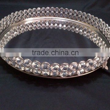 Cookies And Dry Fruit Serving Crystal Tray In Round Shape With Silver Finish, Wedding Gift Tray