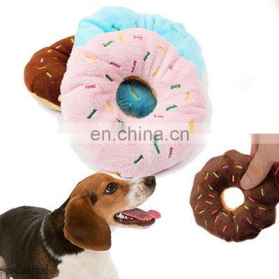 Sightly Lovely Pet Dog Puppy Cat Squeaker Quack Sound Toy Chew Donut Play Toys