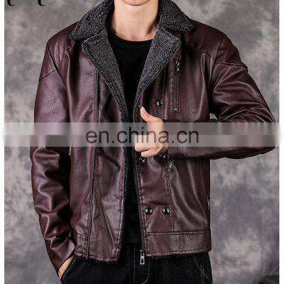 Autumn and Winter New Men's Plus Velvet Bomber Jacket Lapel Locomotive Plus Size Men's Jacket