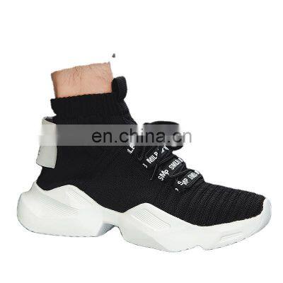 Factory direct sale Christmas high-top knitting custom men's fashion all-match casual white black sneakers