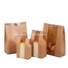Custom food grade paper bread bags with window baked food packaging