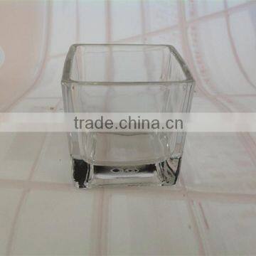 Hand Made Clear Thick Wall and Bottom Square Glass Candle Holder photo-3