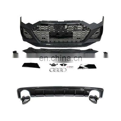 CLY Car Bumpers FOR 2019-2021 AUDI A6 upgrade RS6  body kit front bumper diffuser with exhaust pipe