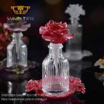 NEW ARRIVAL Handmade Design Crystal Purple Flower Shape 100ml Perfume Bottle photo-5