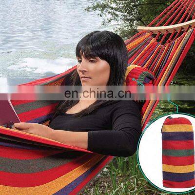 Custom Logo Outdoor Camping Travel Canvas Bent Stick Single Double Hammock for Two People photo-4