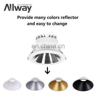 ALLWAY High Brightness Recessed Anti Glare Aluminum Dimmable Cob Down Light Led Downlights photo-5