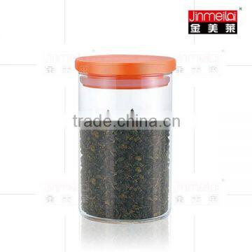 Borosilicate glass jar ,Coffee bean storage jar ,Canister with PP plastic Lid, Various color available