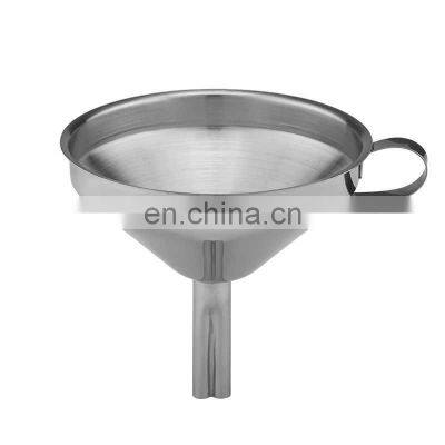 Silver Metal Cooking Funnel Food Stainless Steel Kitchen Funnel with Strainer Filter for Transferring Liquid Dry Ingredient