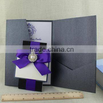 Luxury Brooch Wide Purple Ribbon for Wedding Invitations Made In China