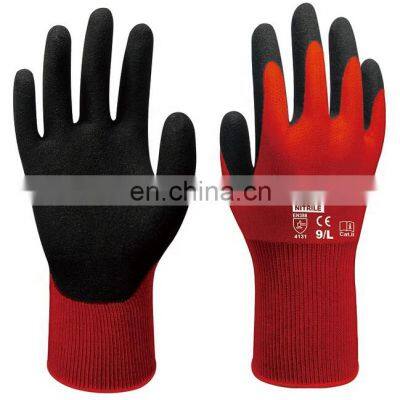 New Soft 18 Gauge Nylon Nitrile Sandy Coated Kids Gardening Gloves