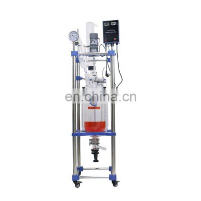 easy operate double layer jacketed glass reactor for chemical laboratory use