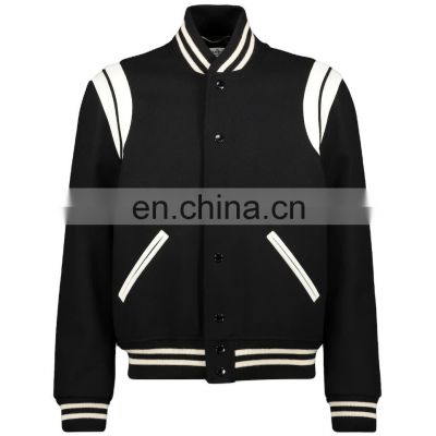 Baseball lettermen varsity jacket for men with leather sleeve custom embroidery patched logo