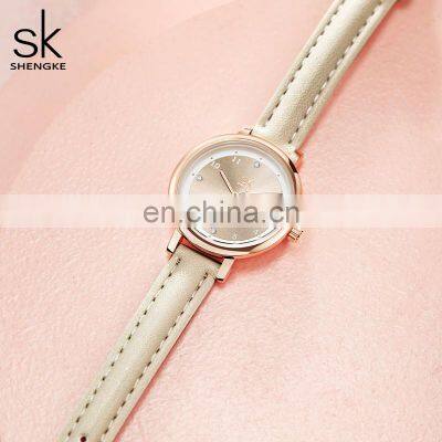 Shengke Classic Sunray Dial Girls Watches K9028 Champagne Simple Style Students Handwatch Small Dial Watches photo-5
