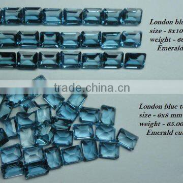 London Blue Topaz Emerald Cut Shape Normal Cut Gems Calibrated Rose Cut Fine Cabochon