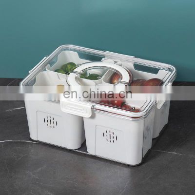 New Fruit vegetable preservation box Creative Portable compartment storage box kitchen Refrigerator organizer box