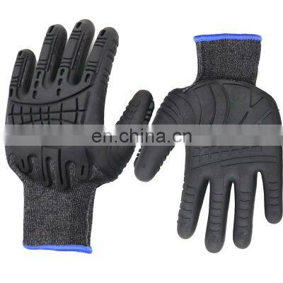 Factory Custom Industrial TPE TPR Black Anti Impact Protection Mechanical Work Safety Gloves