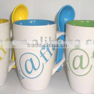 Ceramic Coffee Mug with Spoon