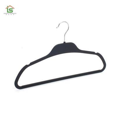 Black Rubber Coated Hangers Plastic Wooden Coat Hangers With Notches photo-3