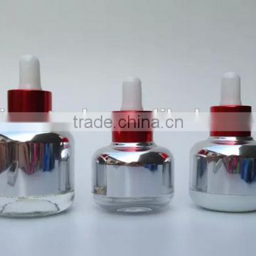 20ml 30ml 40ml shiny silver glass dropper bottle