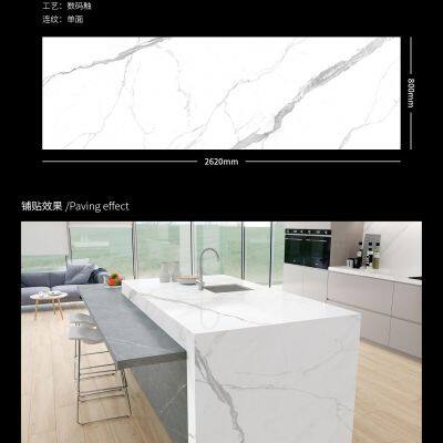Popular Design Dining Room Decoration Foshan 800*2620*15mm Glossy Glazed Surface Sintered Stone photo-4
