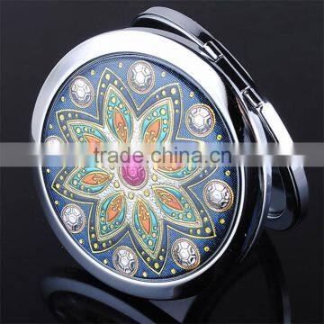 high-end gifts round jewelled high quality metal cosmetic compact mirrors 1646