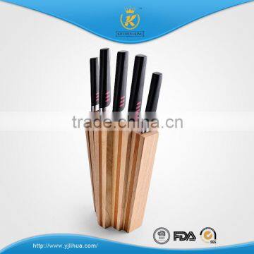 KITCHEN KING High Quality Double Color Forged Handle 5pcs Stainless Steel Knife Set With Wooden Block photo-4