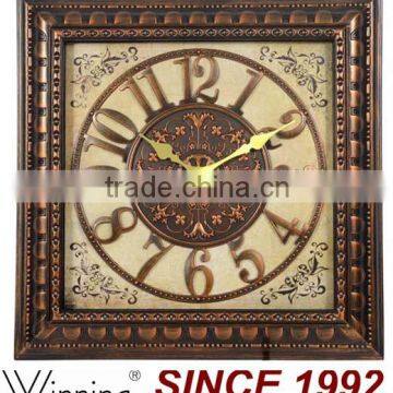 24 Inch Antique Color Plastic Material Time Clock, Square Clock