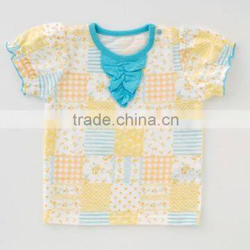 Japanese High Quality Wholesale Products Infants Baby Toddler Clothing Printed Patchwork Fabric Desgin T-shirts for Girls photo-2
