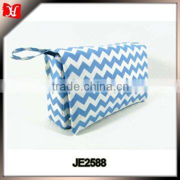 China factory Personalized 3 in 1 blue and white Chevron baby Diaper Bag