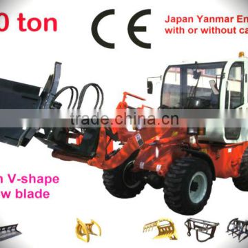 1ton loader with cabin load hydraulic,Japan YANMAR engine 34hp,hydraulic drive system,4in1 bucket CE prove