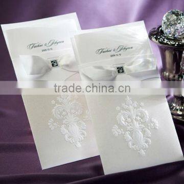 custom handmade decorative white pocket wedding invitation greeting card printing                        
                                                                                Supplier's Choice