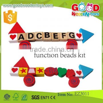 promotional discount wooden kids toys OEM colorful function beads kit EZ3011