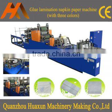 Automatic lamination interfold tissue paper embossed napkin making machine