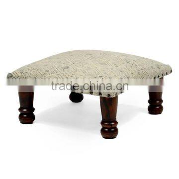 Natural Fibres Printed Seat Wooden Stool