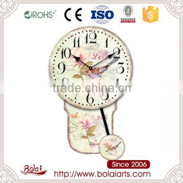 Cute bird and yellow leaves dots border pendulum new cartoon wall clock