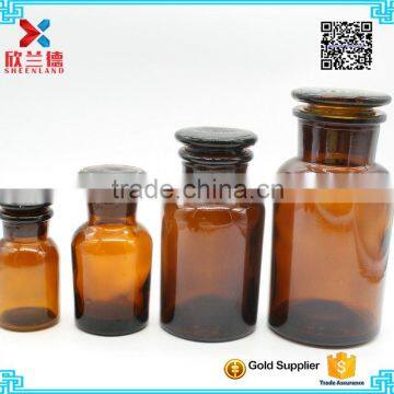 30ml 60ml 125ml 250ml amber wide mouth reagent bottles with ground glass stopper