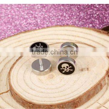 Men Collection Trend Round Screw Stainless Steel Skull Earrings photo-5