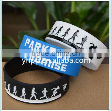 Custom Design Parkour I Promised Silicone Wristband Bracelets for Sport Adult Size 1" Wide