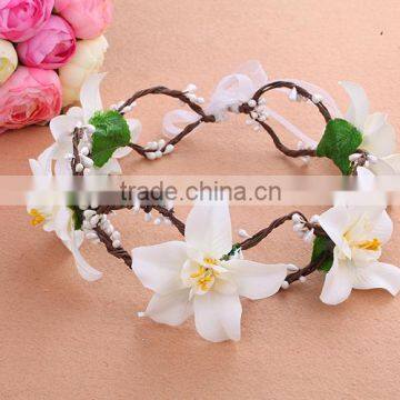 Handmade rose flowers beach head wreath for wedding bridal headdress Hair Accessory headband flower