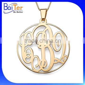 18K 14K Gold Plated Stainless Steel Monogram Pendant Charm Necklace Pendant