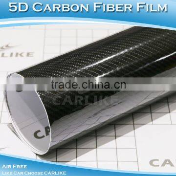 CARLIKE Air Bubble Free Black High Glossy 5D Carbon Fiber Car Cover Vinyl