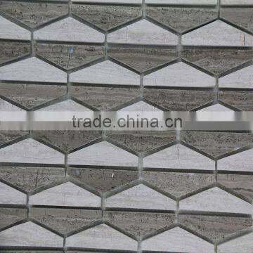 Chinese white wooden grain marble mosaic wall tile