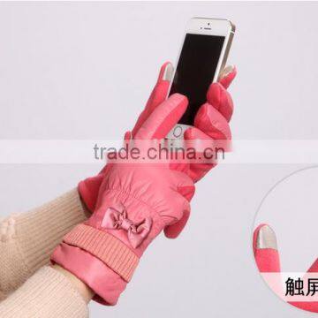 New Arrival Ladies's Ribbon Touch Screen Gloves With Multi Colors