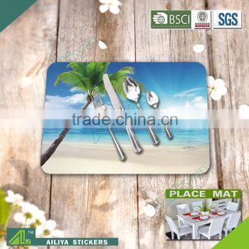 Hot selling eco-friendly kitchen advertising colorful promotional printed pp laminated placemats