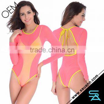 Lady Summer Long Sleeves Mesh Beach Wear Swimsuit