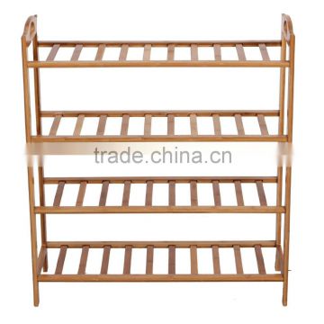 100% Natural Bamboo 4-Tier Shoe Rack Entryway Shoe Shelf Storage Organizer