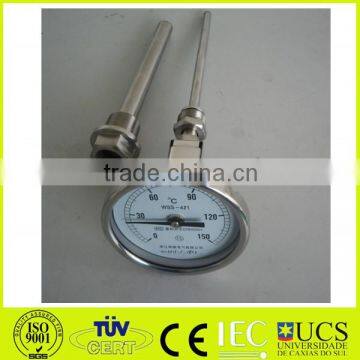 Industrial stainless steel bimetal thermometer with thermowell