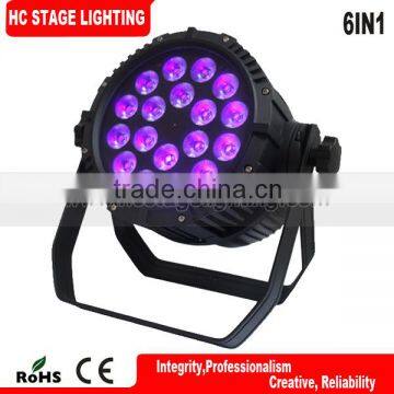 Wholesale outdoor 18pcs 6in1 rgbwa uv led par ip65