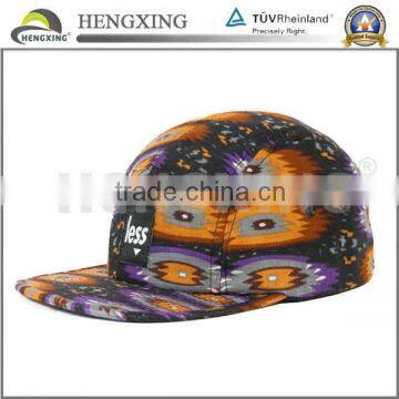 OEM 5 panel hat high quality full snapback hat/cap with metal logo on front